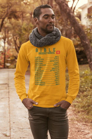 Emergency Bible Numbers Christian T-Shirt - Long Sleeve Green