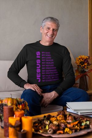 Jesus Is Christian T-Shirt - Long Sleeve Purple