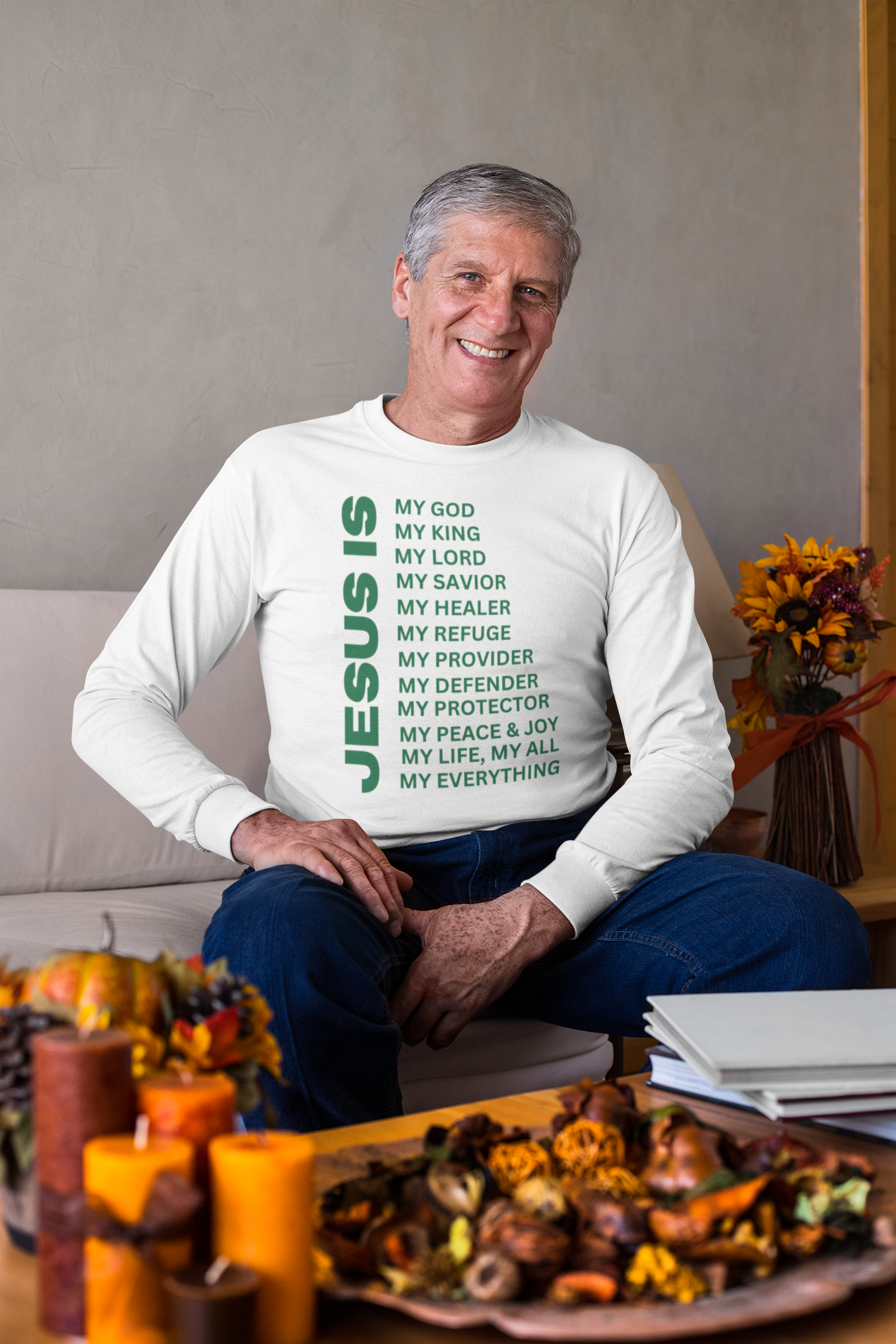 Jesus Is Christian T-Shirt - Long Sleeve Green