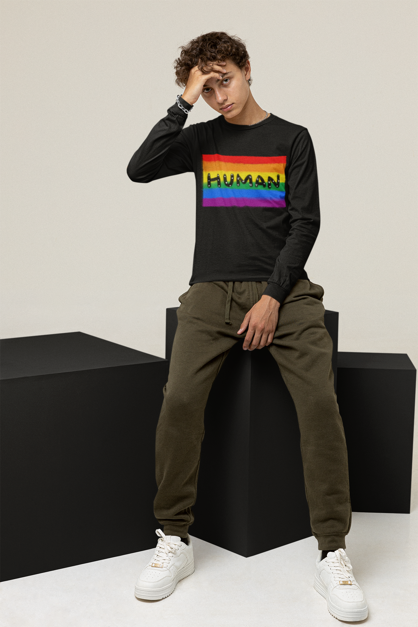 Human Pride Flag Long Sleeve Shirt
