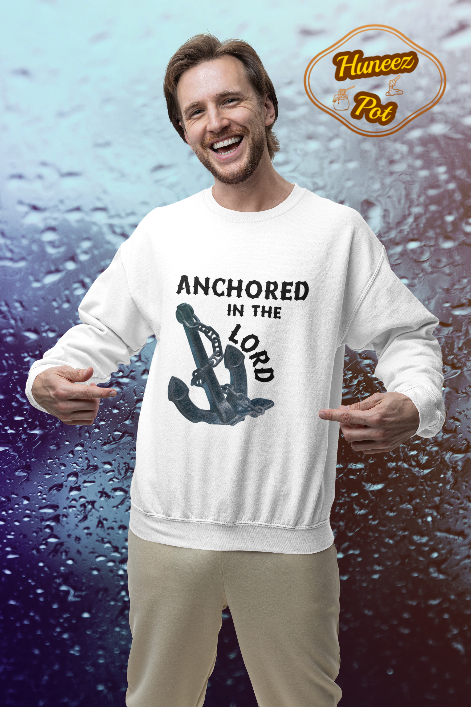 Anchored in the Lord Crewneck Sweatshirt - Black