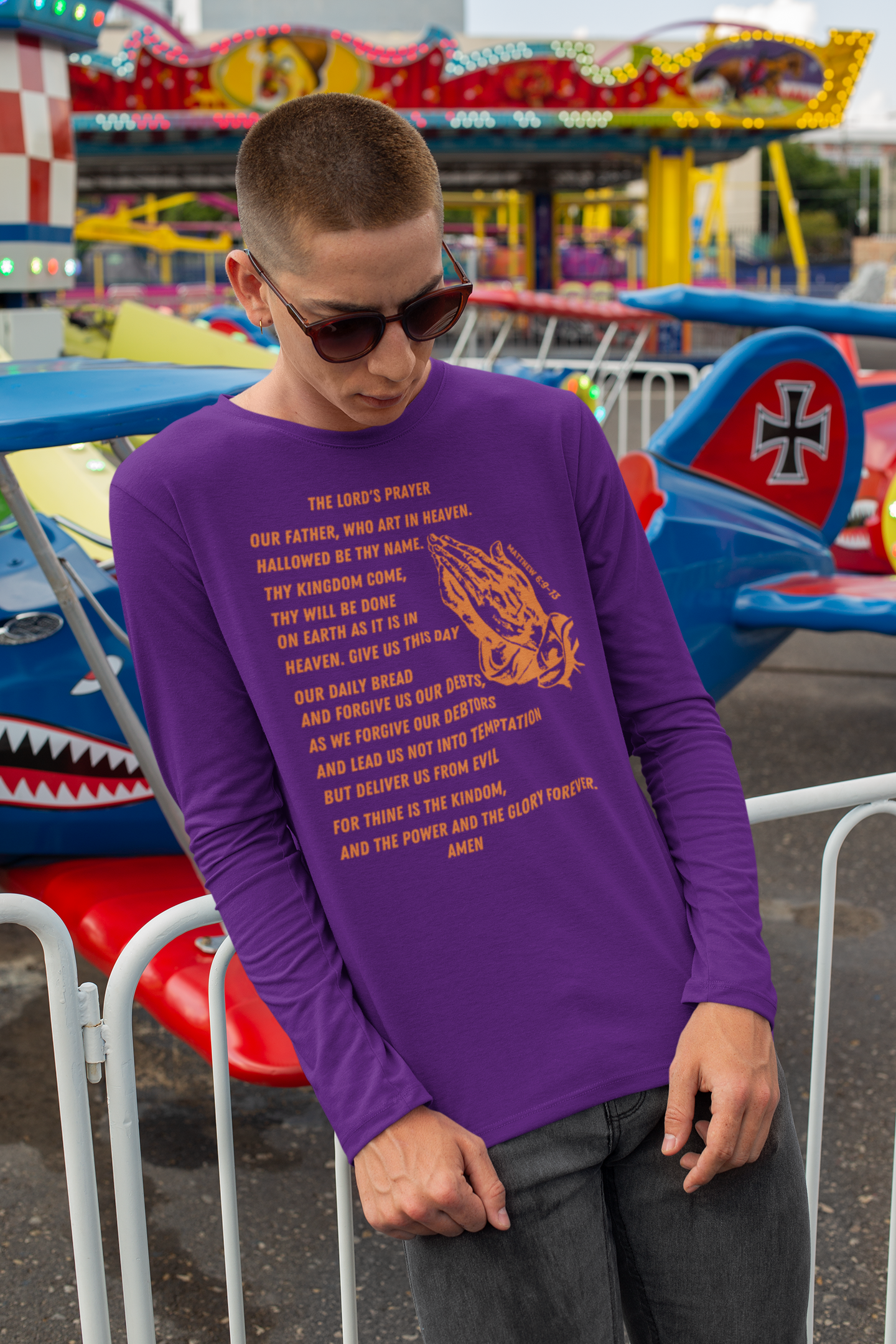 Lord's Prayer Long Sleeve T-shirt Orange