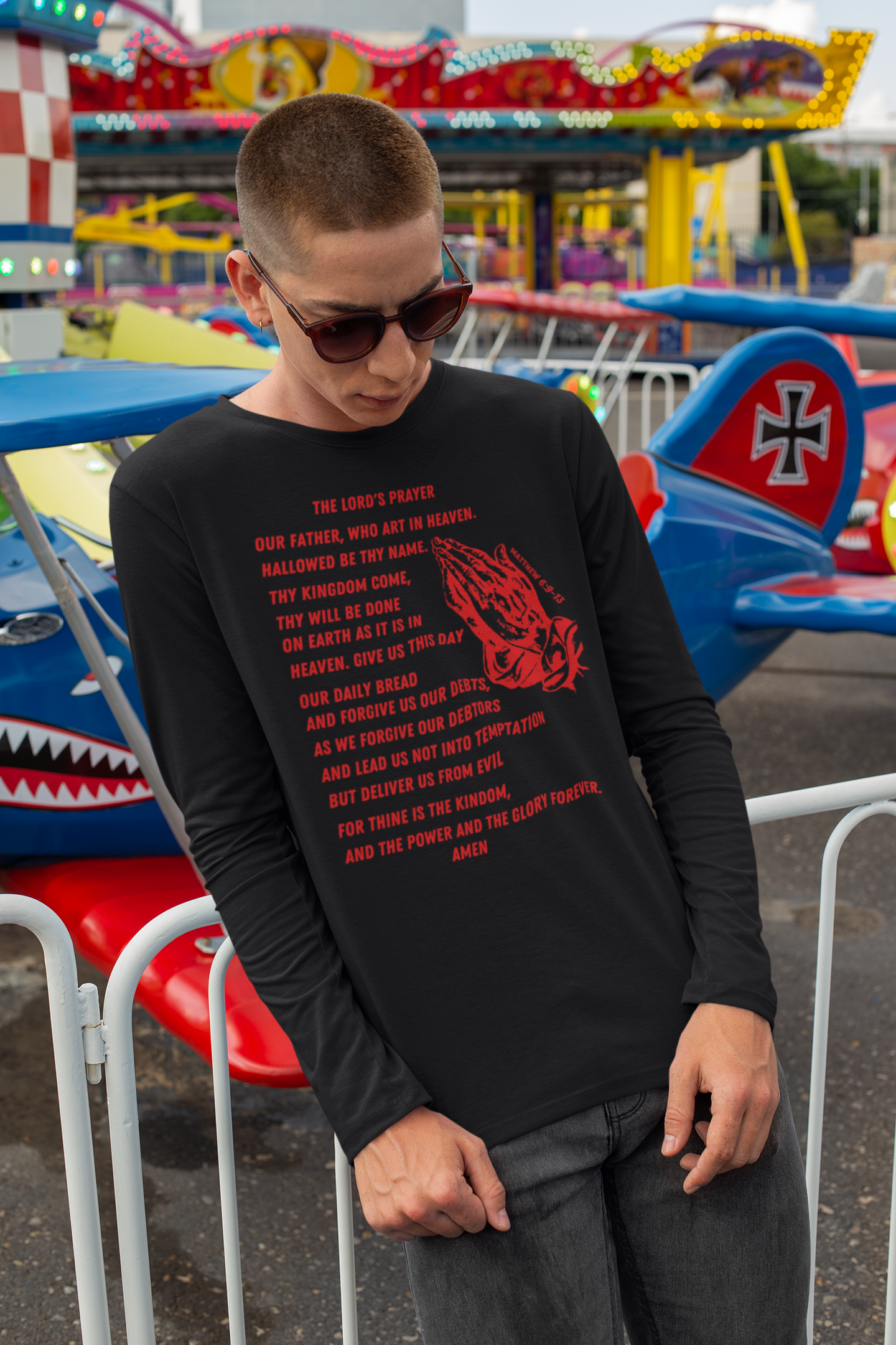 Lord's Prayer Long Sleeve T-shirt Red