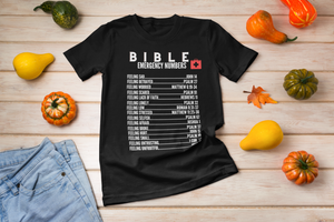 Emergency Bible Numbers Christian T-Shirt - Short Sleeve White