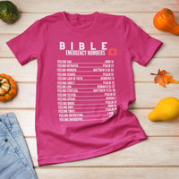 Emergency Bible Numbers Christian T-Shirt - Short Sleeve White