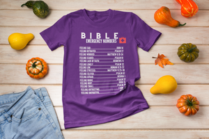 Emergency Bible Numbers Christian T-Shirt - Short Sleeve White