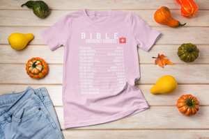 Emergency Bible Numbers Christian T-Shirt - Short Sleeve White