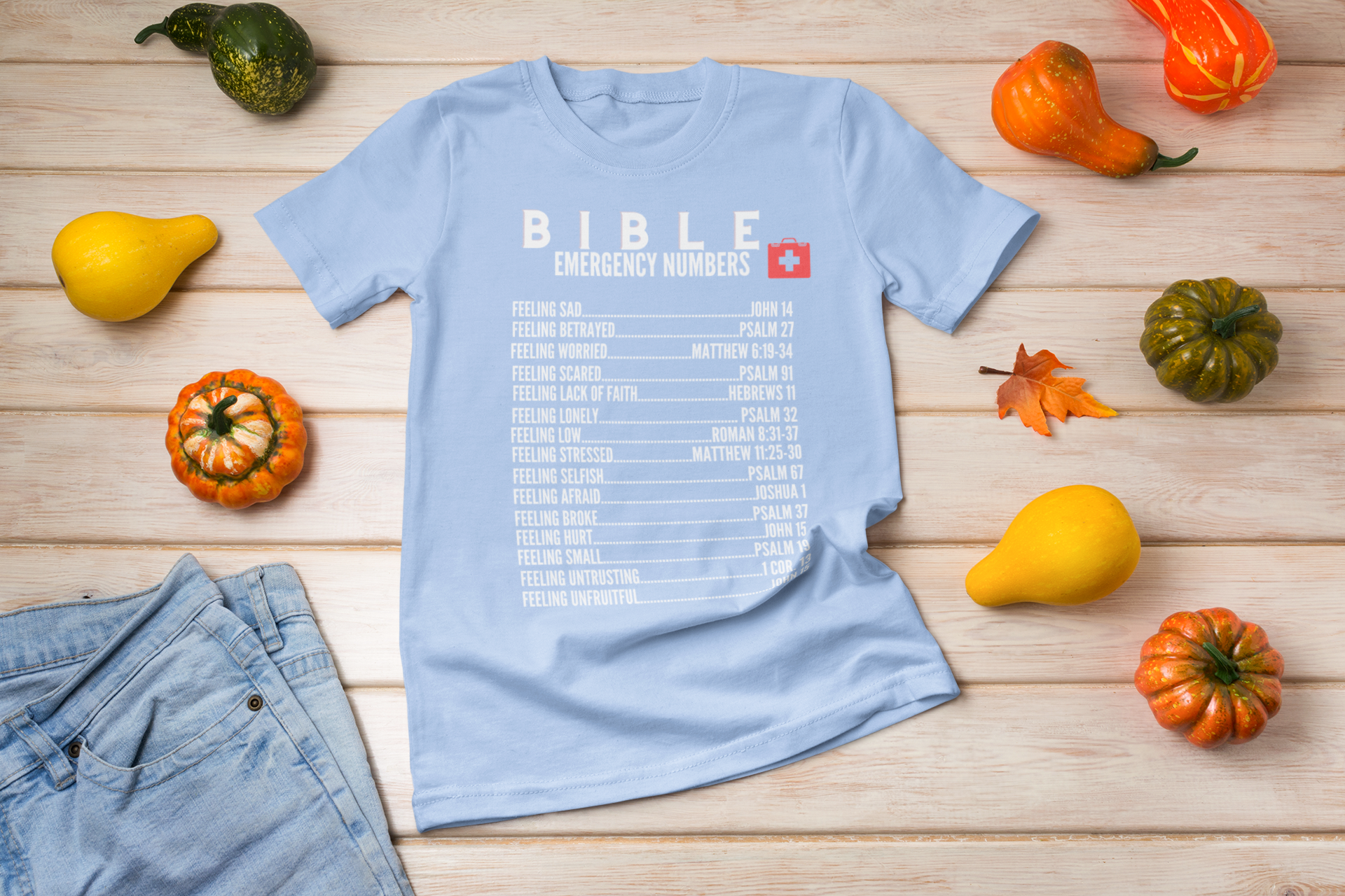 Emergency Bible Numbers Short Sleeve Shirt - White