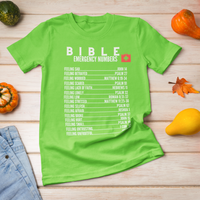 Emergency Bible Numbers Christian T-Shirt - Short Sleeve White