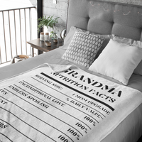 Nutrition Facts Grandma Cozy Plush Fleece Blanket - Black