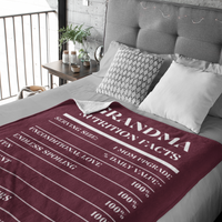 Nutrition Facts Grandma Cozy Plush Fleece Blanket - White