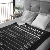Nutrition Facts Grandma Cozy Plush Fleece Blanket - White