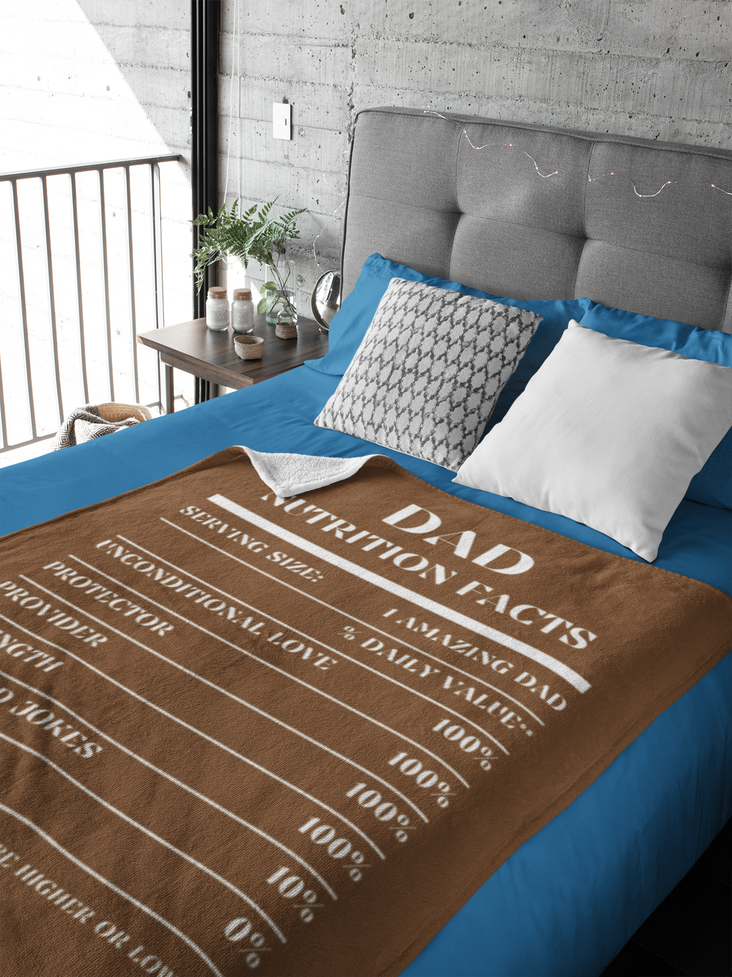 Nutrition Facts Dad Cozy Plush Fleece Blanket - White