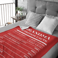 Nutrition Facts Grandma Cozy Plush Fleece Blanket - White