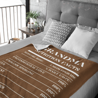 Nutrition Facts Grandma Cozy Plush Fleece Blanket - White