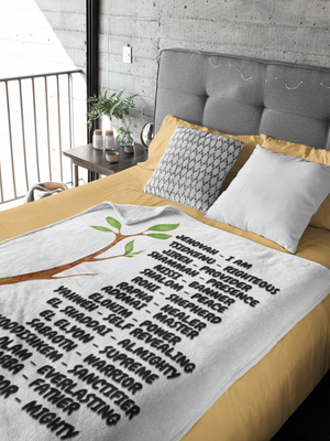 Names of God Cozy Plush Fleece Blanket - Black