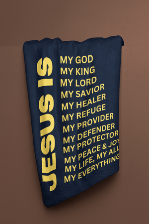 Jesus Is Cozy Plush Fleece Blanket - Gold