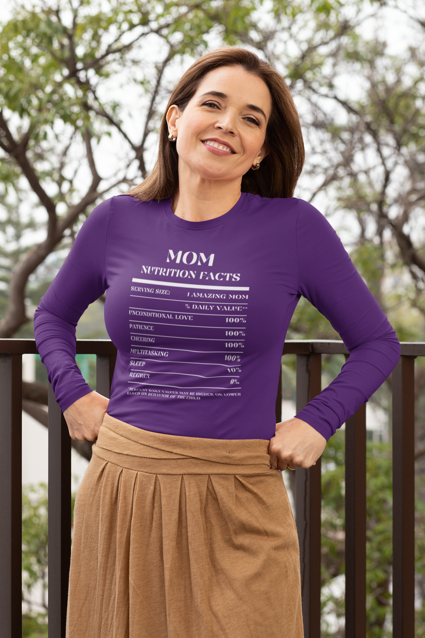 Nutrition Facts T-Shirt LS - Mom - White