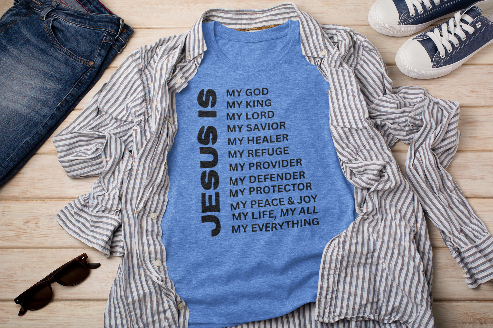 Jesus Is Christian T-Shirt - Short Sleeve Black