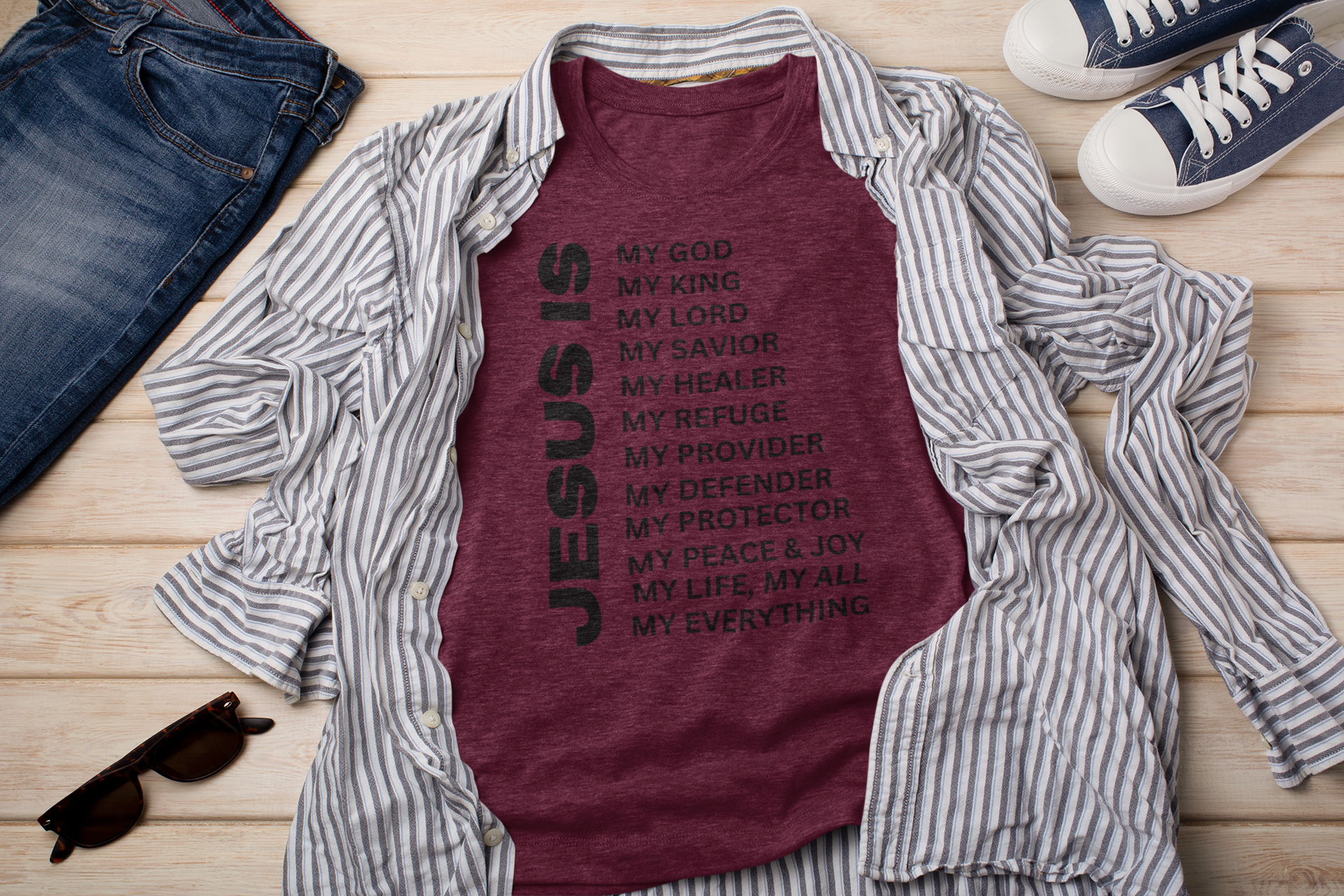 Jesus Is Christian T-Shirt - Short Sleeve Black