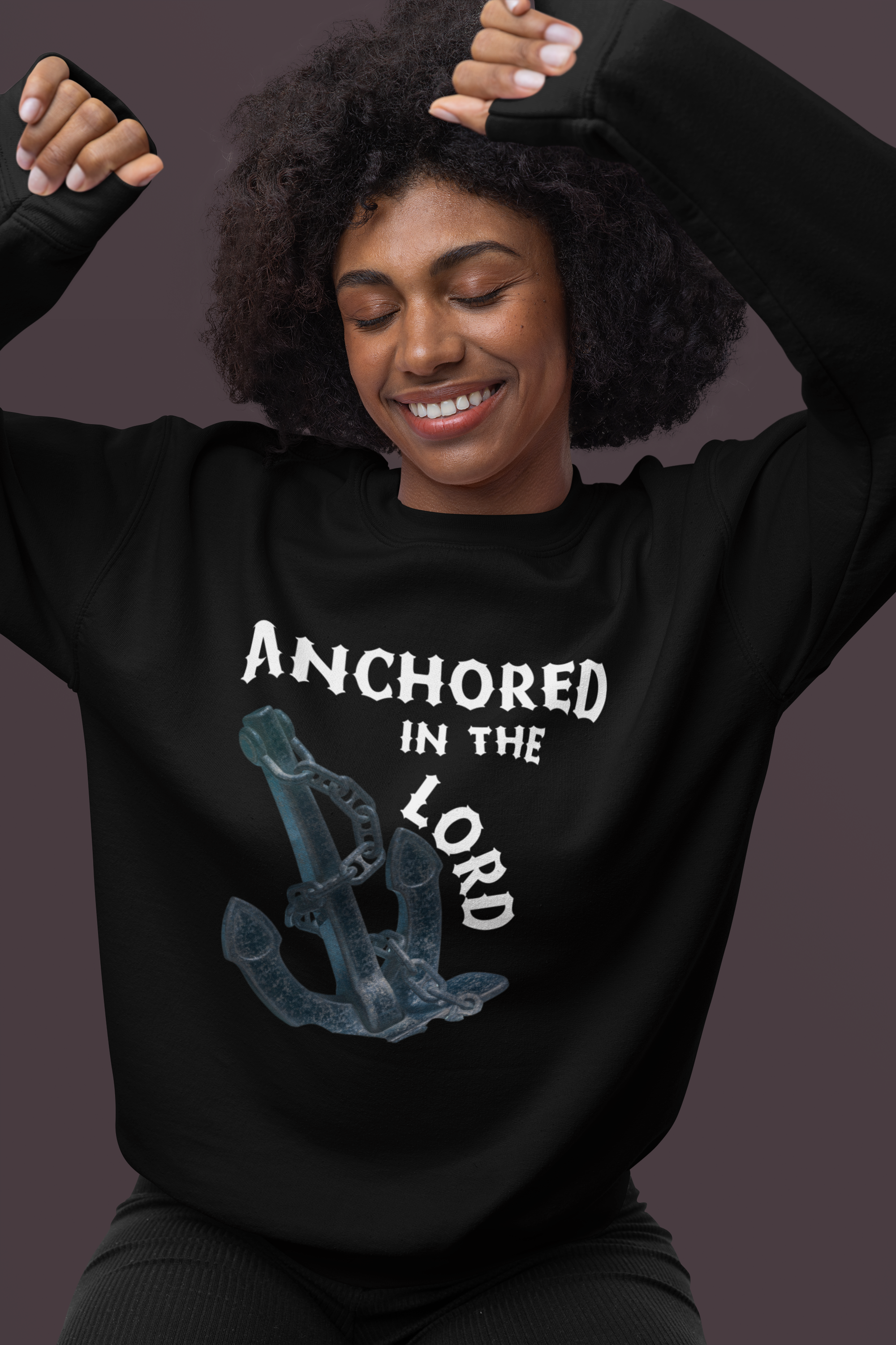 Anchored in the Lord Crewneck Sweatshirt - White