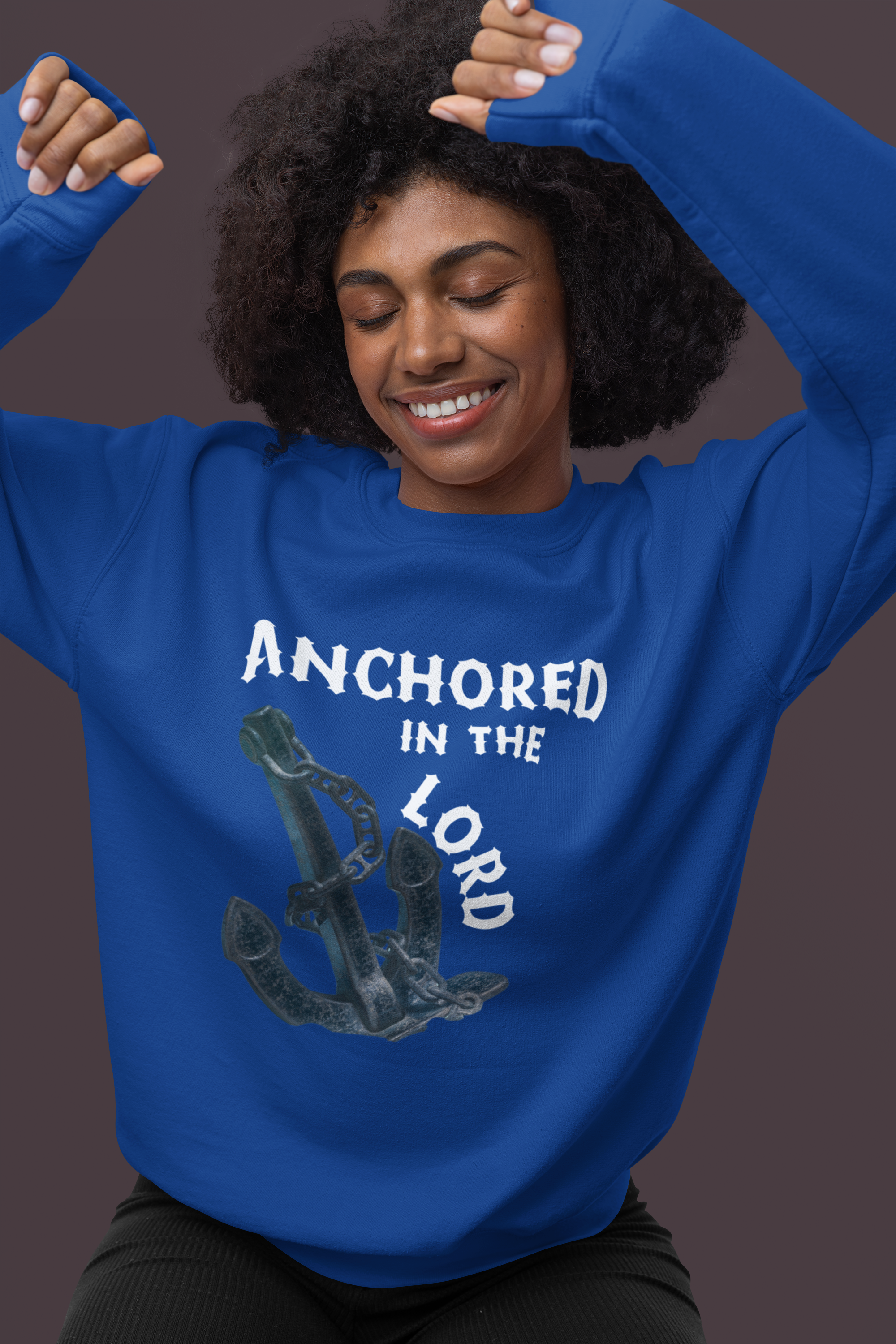 Anchored in the Lord Crewneck Sweatshirt - White