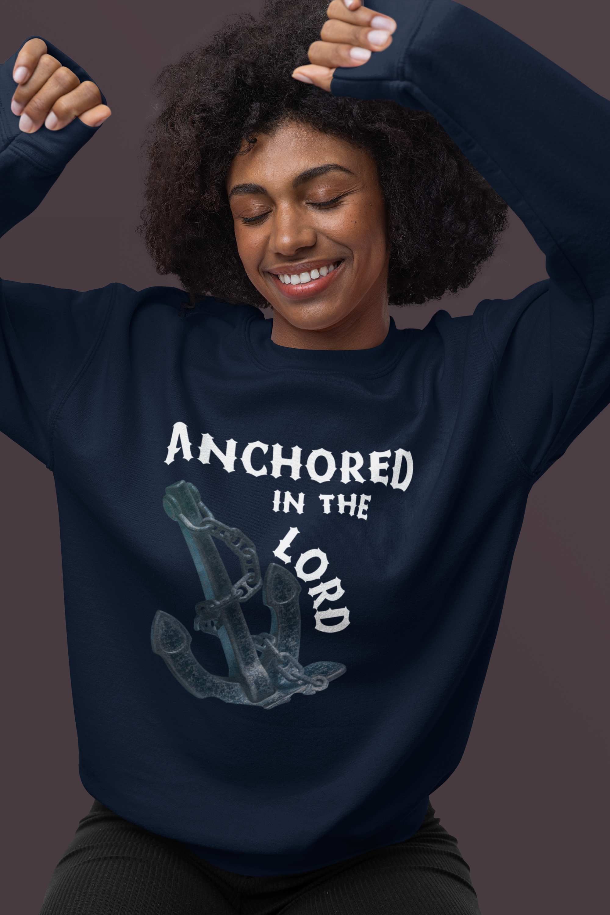 Anchored in the Lord Crewneck Sweatshirt - White