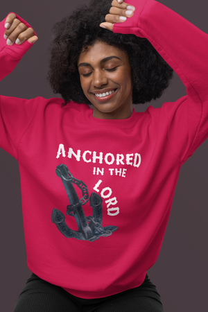 Anchored in the Lord Crewneck Sweatshirt - White