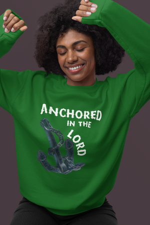 Anchored in the Lord Crewneck Sweatshirt - White