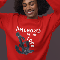 Anchored in the Lord Crewneck Sweatshirt - White