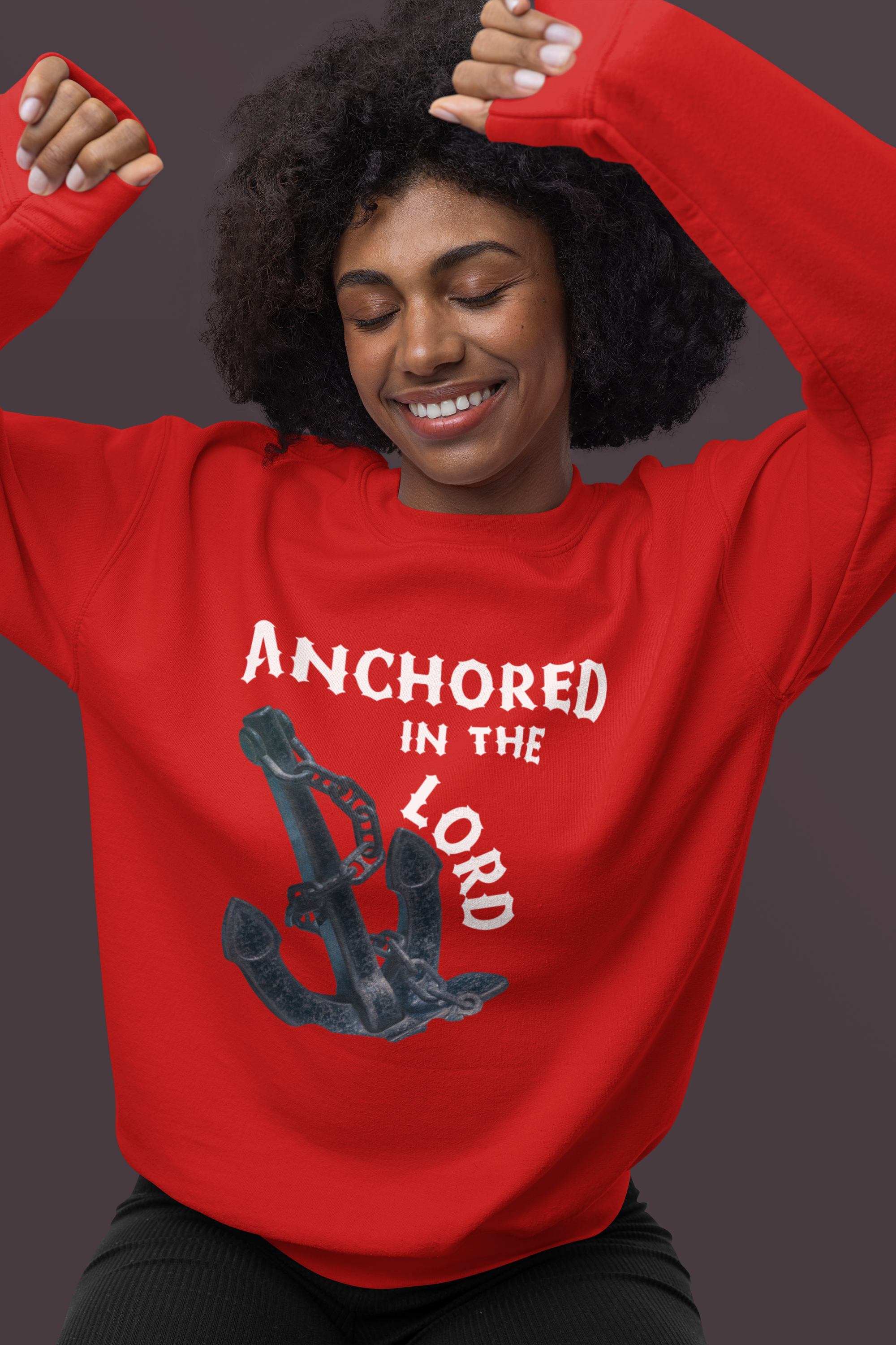 Anchored in the Lord Crewneck Sweatshirt - White