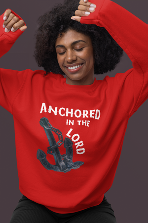 Anchored in the Lord Crewneck Sweatshirt - White