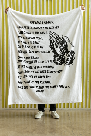 Lord's Prayer Cozy Plush Fleece Blanket - Black