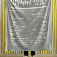 Nutrition Facts Grand Dad Cozy Plush Fleece Blanket - White