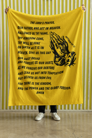 Lord's Prayer Cozy Plush Fleece Blanket - Black