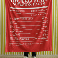 Nutrition Facts Grand Dad Cozy Plush Fleece Blanket - White