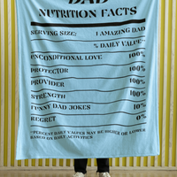 Nutrition Facts Dad Plush Fleece Blanket - Black