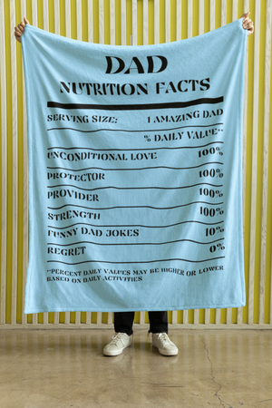 Nutrition Facts Dad Plush Fleece Blanket - Black