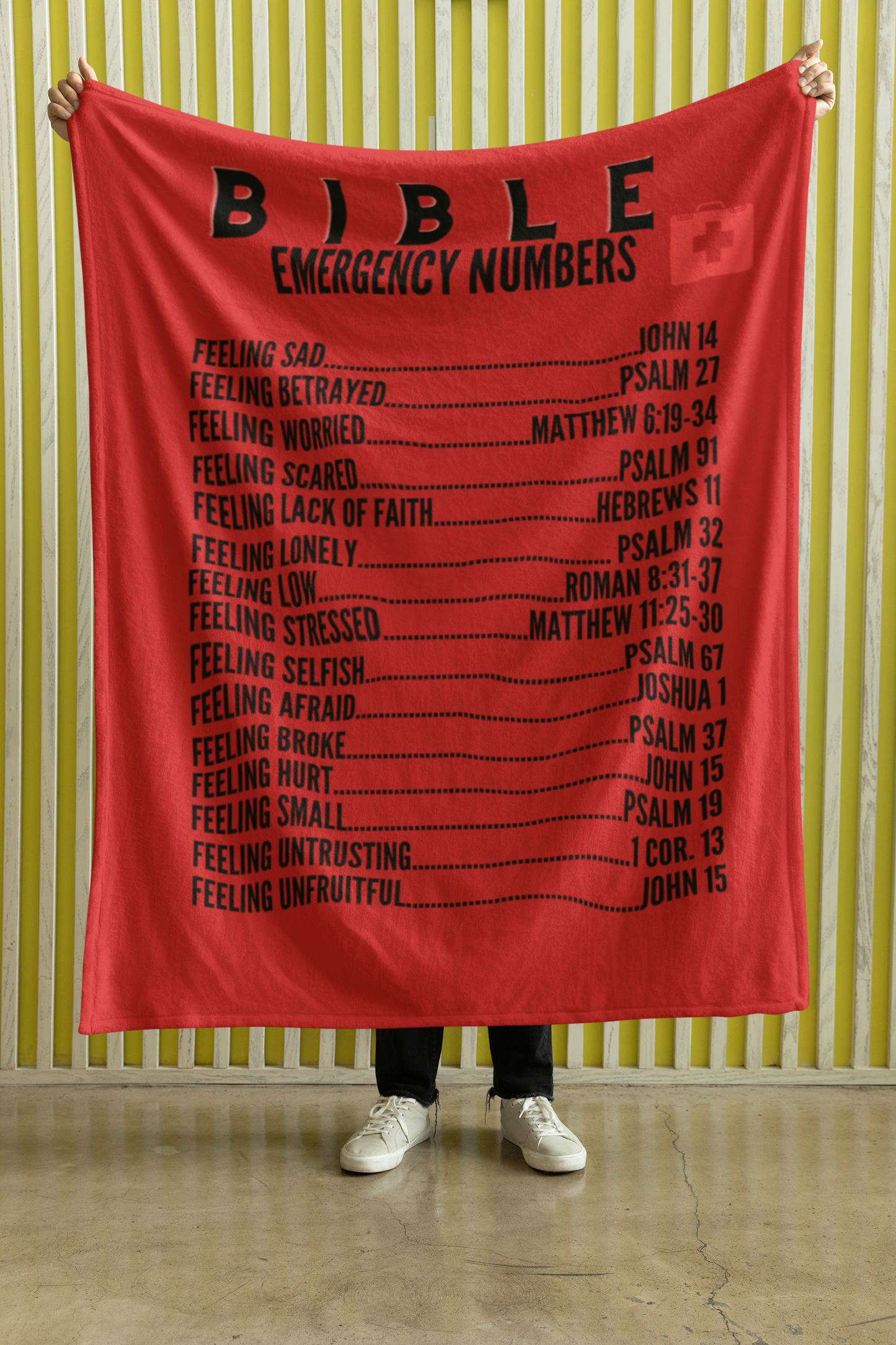 Emergency Bible Numbers Cozy Plush Fleece Blanket - Black