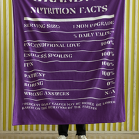 Nutrition Facts Grandma Cozy Plush Fleece Blanket - White