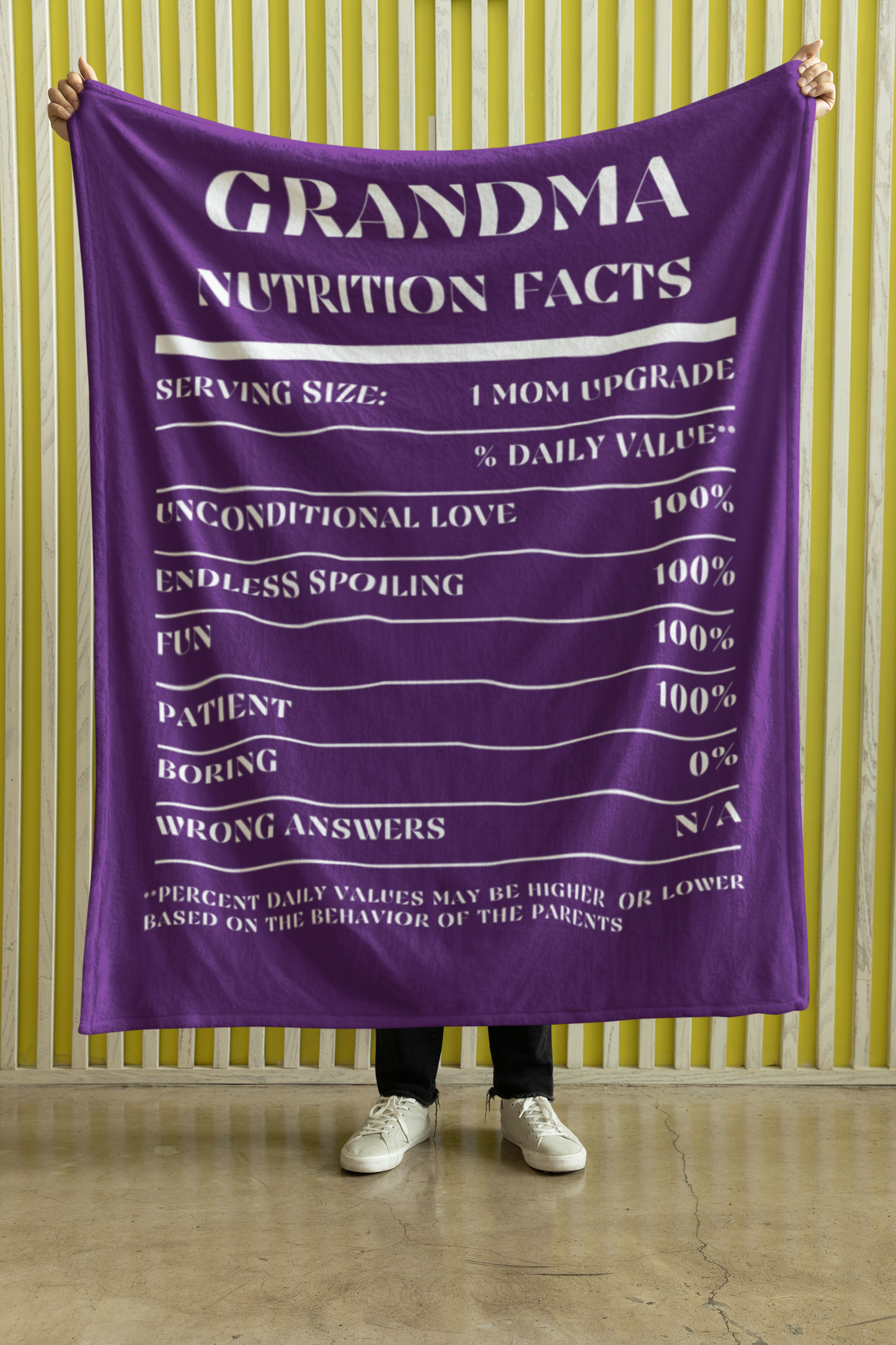 Nutrition Facts Grandma Cozy Plush Fleece Blanket - White