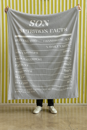 Nutrition Facts Son Cozy Plush Fleece Blanket - White