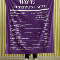 Nutrition Facts Wife Cozy Plush Fleece Blanket - White