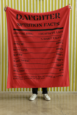 Nutrition Facts Daughter Cozy Plush Fleece Blanket - Black