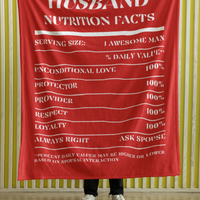 Nutrition Facts Husband Cozy Plush Fleece Blanket - White