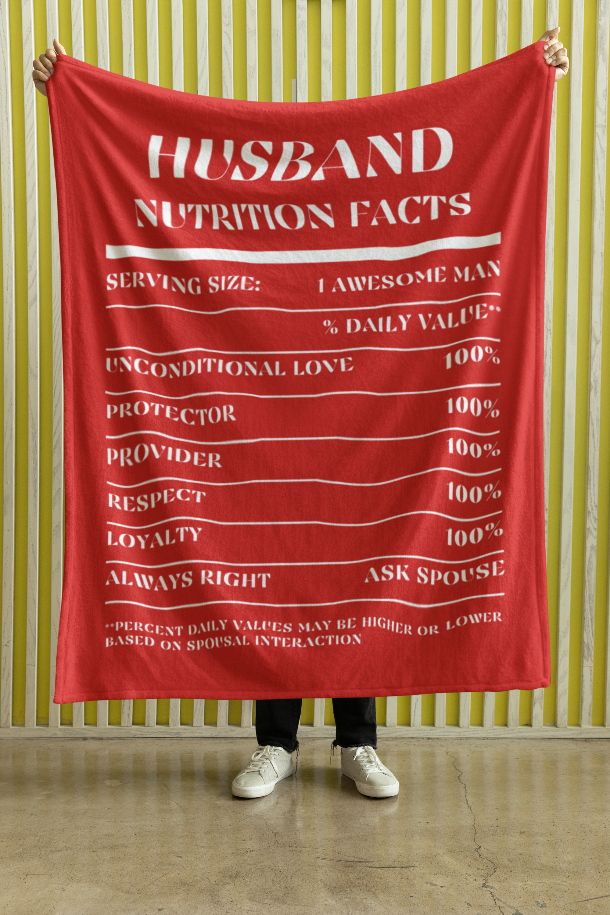 Nutrition Facts Husband Cozy Plush Fleece Blanket - White