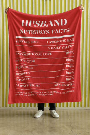 Nutrition Facts Husband Cozy Plush Fleece Blanket - White