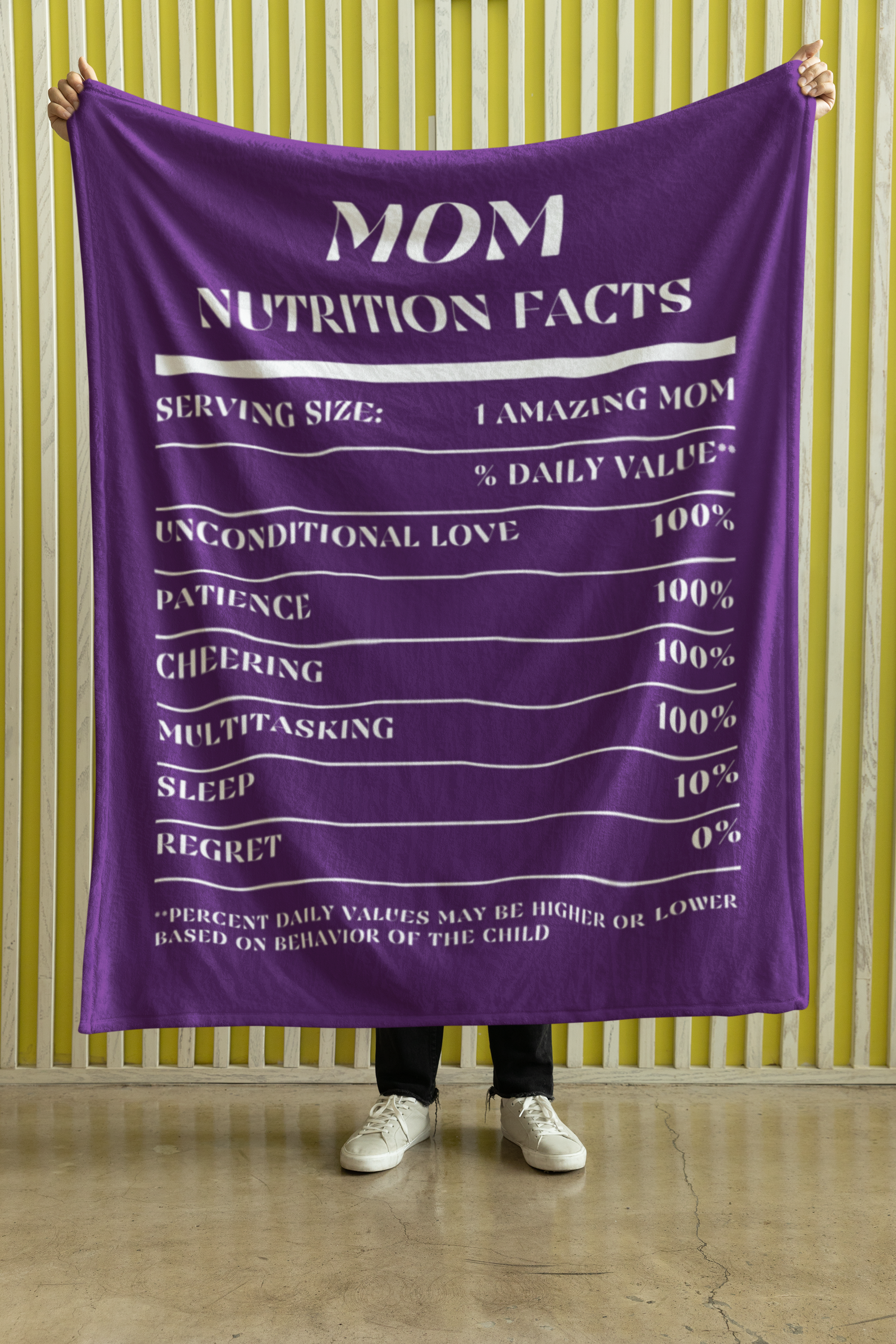 Nutrition Facts Mom Cozy Plush Fleece Blanket - White