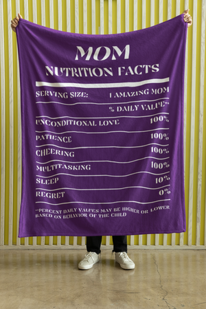 Nutrition Facts Mom Cozy Plush Fleece Blanket - White