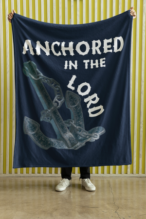 Anchored In The Lord Cozy Plush Fleece Blanket - White